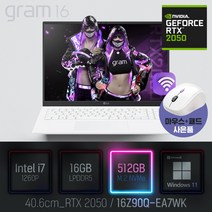 LG 2022 그램16(12세대) 16Z90Q-EA7WK [이벤트 한컴오피스 증정], WIN11 Home, 16GB, 512GB, 코어i7, 화이트