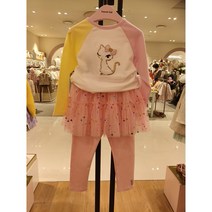 프렌치캣 핑크 꽃 샤 치랭스 노랑 배색 래글런 티셔츠 세트 K q31dkp190kt390