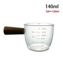 밀크스티머 50/75/100/140ml 나무 손잡이 유리 에스프레소 측정 컵 더블/싱글 입 우유 주전자 커피 용품 투, 06 140ml