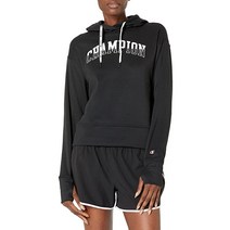 Champion 여성용 게임 데이 후드 블록 로고 블랙.