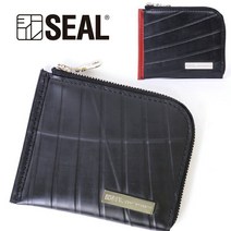 [P10 배 1015 한정] L 자 지퍼 지갑 남성 지갑 코인 케이스 SEAL 씰 지갑 방수 폐 타이어 타이어 튜브 일본제 블랙 선물 선물