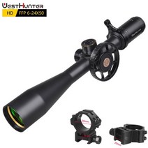 스코프 도트사이트 westhunter hd 6 24x50 ffp 범위 장거리 첫 번째 초점면 라이플 측면 시차 휠 포탑 잠금 재설정 광학 명소 211, 낮은 20MM 스로우 레버, 협력사