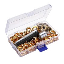그로밋 아일렛 도구 키트 그로멧 설정 도구 및 100세트 그로밋 아일렛(보관 상자 포함), 10mm, 금속, 금