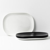보울보울 레트로라인 오발플레이트L 28cm, 5세트, 밀크화이트 2p + 미드나잇블랙 2p