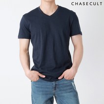 체이스컬트 공용 슬럽 브이넥 반팔 티셔츠-JBZU5804C04