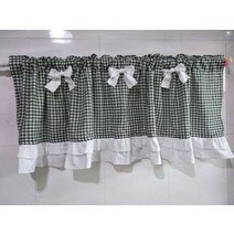 가벽 파티션 공간분리 인테리어가벽 가림막파티션 한국 스타일 레드 격자 무늬 코튼 주방/욕실 세미 커튼, 02 green_01 40cmH 150cmW
