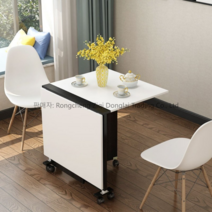 북유럽 우드 슬림 미니 소형 접이식 이동식 테이블 식탁 보조 책상 좁은 공간 원룸 탕비실, 120x60x72 하얀올리브3k목