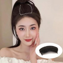 동글 헤어 정수리 빗핀 볼륨 뽕 부분가발, 블랙 10cm