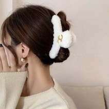 곰돌이 털집게핀 브라운 헤어핀 뽀글 겨울 밍크 퍼 토끼털 올림머리 반머리 삔