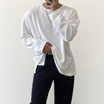 빠델 사계절 남자 실켓 스판 트임 루즈 오버핏 긴팔 티셔츠