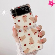 제트플립3 케이스 갤럭시 Z플립4 플립3 두낫베어 곰돌이 투명 하드 지플립4 삼성지플립3 제트플립4 지플립3폰톡