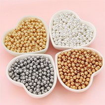 금속 구슬 메탈 볼 비즈 공예 재료 5종, 4mm (10g/약100개), 라이트골드