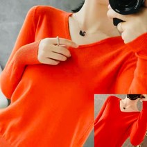 1+1 여성용 부드러운 브이넥 니트 1J649