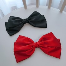 실크 여성 왕리본 헤어핀 여성 자동핀 핸드메이드 2color