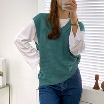 [아이슈즈] 브이넥 기본사슬뜨기 니트조끼 1106280