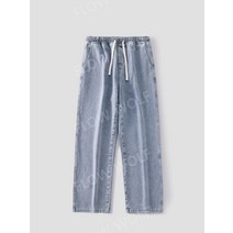 남자 와이드 청바지 허리밴딩 세미워싱 데일리 데님 팬츠 스판 빅사이즈