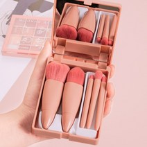 메이크업 브러시 세트 슈퍼 소프트 휴대용 거울, 5 메이크업 브러시 거울