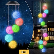윈드차임 6LED 태양풍 차임 램프 벌새 바람 펜던트 색상 변경 IP65, 08 H_02 6LED Red Solar
