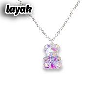 layak 하리보 목걸이 젤리 젤리 곰 펜던트 큐브 목걸이
