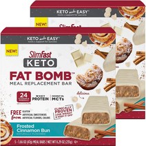 슬림패스트 키토 팻 밤 식사 대체용 바 프로스트 시나몬 번 맛 글루텐 프리, 2개, 235g