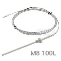 TC-N 타입 K 열전대 보호관 M8 4파이 100mm 리드선 2m 볼트 니플 와이어 프로브 리드형 CA 온도센서 주문제작