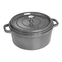 Staub 주철 무쇠 양수냄비 Cocotte 스타우브 인덕션 대응, Gray, 6.25쿼트