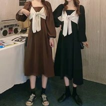 셀프 웨딩 신상품 여자 리본 긴팔 원피스 드레스 피로연드레스 스몰웨딩드레스 빈티지드레스