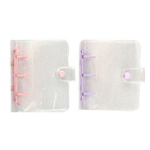 1단 바인더 3공 미니 포카 콜북 키링 글리터 콜렉트북, 핑크+퍼플, PVC속지 50P