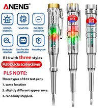 전동킥보드안장 의자 부품 ANENG B14 전기 펜 24-250V 휴대용 테스터 스크루 드라이버 프로브 표시등 사운드 및 라이트 알람 테스트 도구, 01 B14(word)