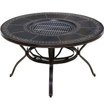 야외 바비큐 숯불 테이블 화로 마당 하향식 로스타, 보르도 의자 6개 + 120CM 숯테이블