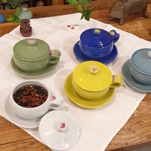 뚜껑머그잔 쌍화차 대추차 생강차 잔, 화이트