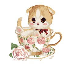 민화샵 쉬운 유화그리기세트 DIY그림그리기 30x40 집콕, 장미고양이 UDOFB017B