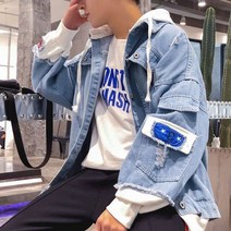 청자켓 봄잠바 오버핏 흑청 남성 재킷 블루 데님 의류 일반 후드 코트 프로모션