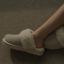 슈벅 가죽 양모 모카신 털블로퍼 여자 겨울슬리퍼 양털 윈터슬리퍼 털실내화 3cm