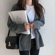 아임럭시 애즈원-루즈핏 보카시 울 니트 가디건