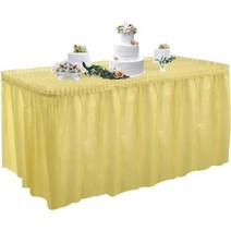 생일장식 여아 직사각형 테이블 스커트 프릴 스타일 밑단 포함 웨딩 디저트 생일 파티 장식 430x75cm, [02] Single table skirt, [09] Gold