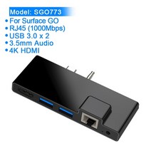 서피스독 microsoft surface go go2 usb 3.0 to hdmi rj45 3.5mm 오디오 어댑터 독 usb-c 허브 멀티 usb3.0 분배기 용 ajiuyu, sgo773