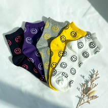 코코로맨틱 남녀공용 스마일 이모티콘 학생 양말