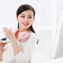 ㈜에코벨 에코벨 넥워머 넥히터 넥밴드 목 손 난로 온풍기 휴대용 충전식 국내 kc 승인 배터리, 넥밴드 목걸이 히터 화이트
