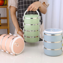 냠냠 3단 런치박스 도시락통 3단 도시락통 보온도시락 보온통 반찬통, 애플그린2개, 1세트