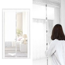 현관 방충문 모기장 문 원터치 방문 붙이는 방충망 촘촘 자석 미세먼지 창문 필터 방진망, 원형자석 방충망 화이트 200x240cm