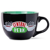 Silver Buffalo 프렌즈 센트럴 퍽 두들 로고 세라믹 머그, 32oz Central Perk Travel Mug