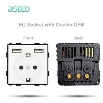 BSEED 지그비 스 플러그 유리 패널 소켓 프레임 터치 스위치 EU 소켓 1 2 3 웨이 기능 베이스 DIY 결합 1 2 3 갱, USB Type-c Eu Socket_110-250 볼