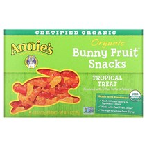 Annies Homegrown 유기농 버니 과일 스낵 열대과일 맛 5봉지 각 23g(0.8oz) 2팩, 1개, 2kg