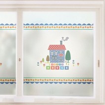 [뭉키데코] 무점착반투명시트_MSC-214_해피하우스(A01_W90xH90cm), A01_W90xH90cm