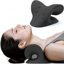 Neck Shoulder Stretcher Relaxer Cervical Chiropractic Traction Device Pillow for Pain Relief Cervica, 01 Black