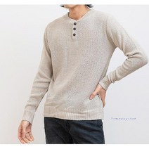 SDS_남자니트 코디 초록색 캐주얼 남성 봄니트 얇은 헨리넥 니트티 베이지 긴팔티opq089