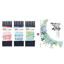 한줄 트윈 컬러 캘라그라피 시 수성펜 브러쉬 만나는 1세트+캘리그라피로 7204ea, SEA세트, 본상품선택