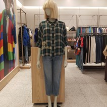 베네통 베네통 린넨 체크 블라우스 BABLA8231A