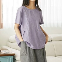 오시라도 라운드 셔링 린넨 블라우스